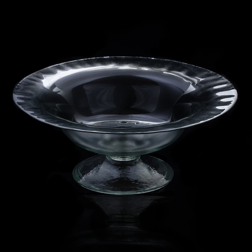Vintage Simon Pearce Shelburne Large Glass Centrepiece Studio Pedestal Bowl MCM